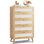 GALAXHERO Commode haute en bois à 5 tiroirs - Organisateur de rangement avec poignées métalliques pour chambre à coucher, salon, couloir et placard, blanc