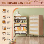 GALAXHERO Commode haute en bois à 5 tiroirs - Organisateur de rangement avec poignées métalliques pour chambre à coucher, salon, couloir et placard, blanc