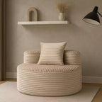 Fauteuil d'appoint rembourré moderne avec coussin, canapé de salon rond en velours côtelé – ModernLuxe