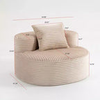 Fauteuil d'appoint rembourré moderne avec coussin, canapé de salon rond en velours côtelé – ModernLuxe