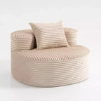 Fauteuil d'appoint rembourré moderne avec coussin, canapé de salon rond en velours côtelé – ModernLuxe