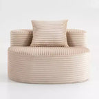 Fauteuil d'appoint rembourré moderne avec coussin, canapé de salon rond en velours côtelé – ModernLuxe