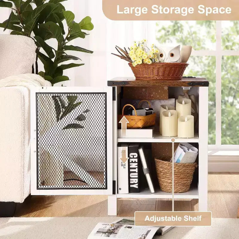 COZONY Lot de 2 tables de chevet avec station de charge et rangement à porte coulissante, table d'appoint de style ferme pour chambre à coucher, salon