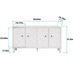 GDFStudio Sophia Buffet moderne de 152 cm avec 4 portes et étagères réglables