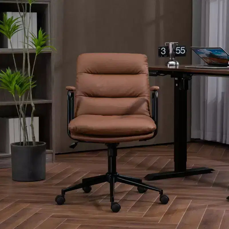 Okak Fauteuil de Bureau Mi-Dossier, Chaise de Bureau avec Accoudoirs Rembourrés et Roulettes, Chaise d'Ordinateur pour Bureau, Salle de Jeu, Étude