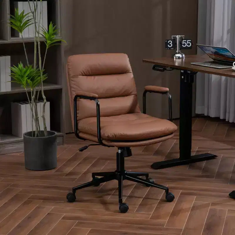 Okak Fauteuil de Bureau Mi-Dossier, Chaise de Bureau avec Accoudoirs Rembourrés et Roulettes, Chaise d'Ordinateur pour Bureau, Salle de Jeu, Étude