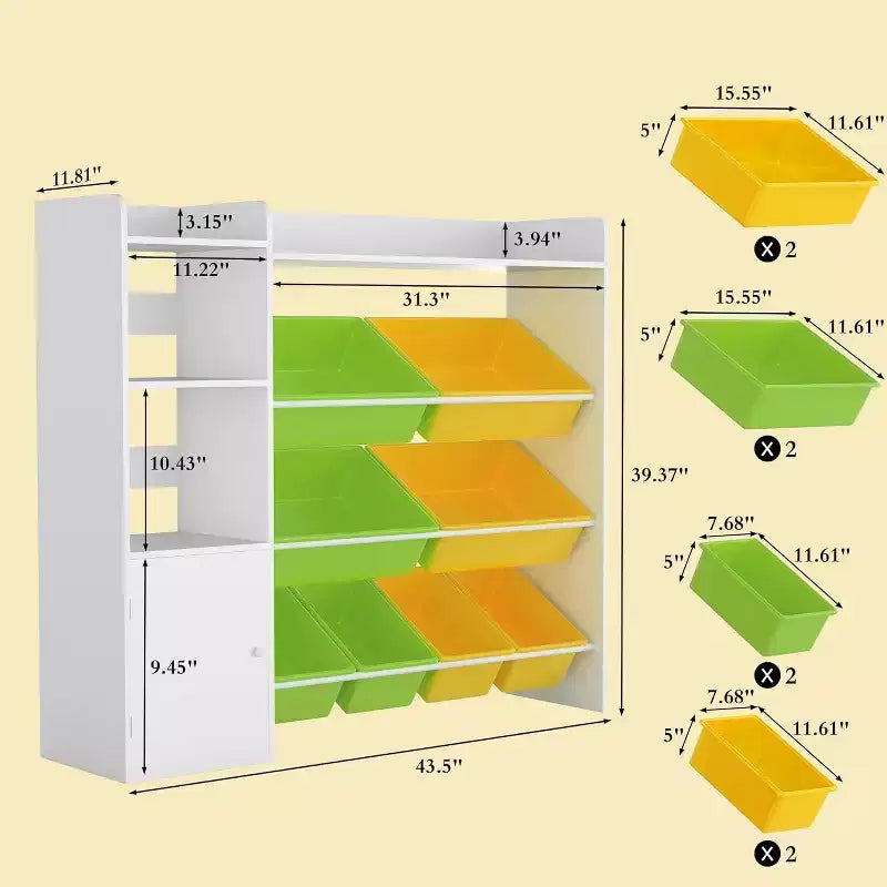 Meuble de rangement pour jouets GustoWave pour enfants, bibliothèque pour enfants, organisateur de jouets avec 8 bacs de rangement amovibles et étagères de rangement