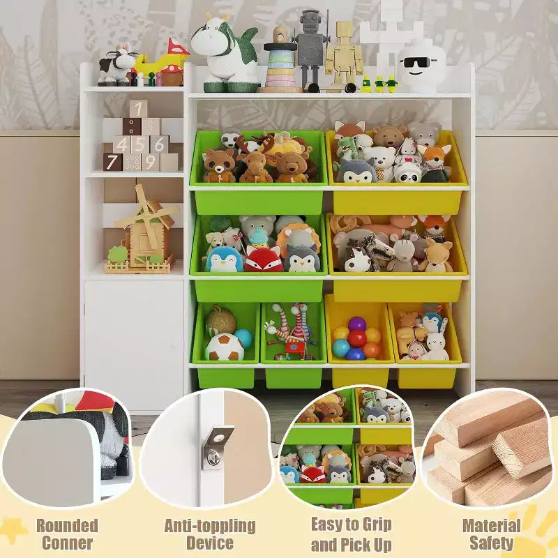 Meuble de rangement pour jouets GustoWave pour enfants, bibliothèque pour enfants, organisateur de jouets avec 8 bacs de rangement amovibles et étagères de rangement