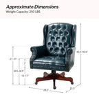 Fauteuil de bureau de direction Amadeo en similicuir traditionnel avec base en bois massif et dossier capitonné | HULALA HOME