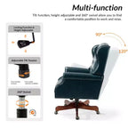 Fauteuil de bureau de direction Amadeo en similicuir traditionnel avec base en bois massif et dossier capitonné | HULALA HOME