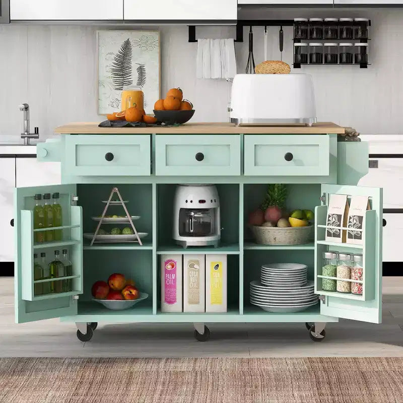 Meuble de rangement Okak, meuble de cuisine à 5 roulettes, 2 portes et rangements intérieurs de porte, meuble pour salle à manger, cuisine