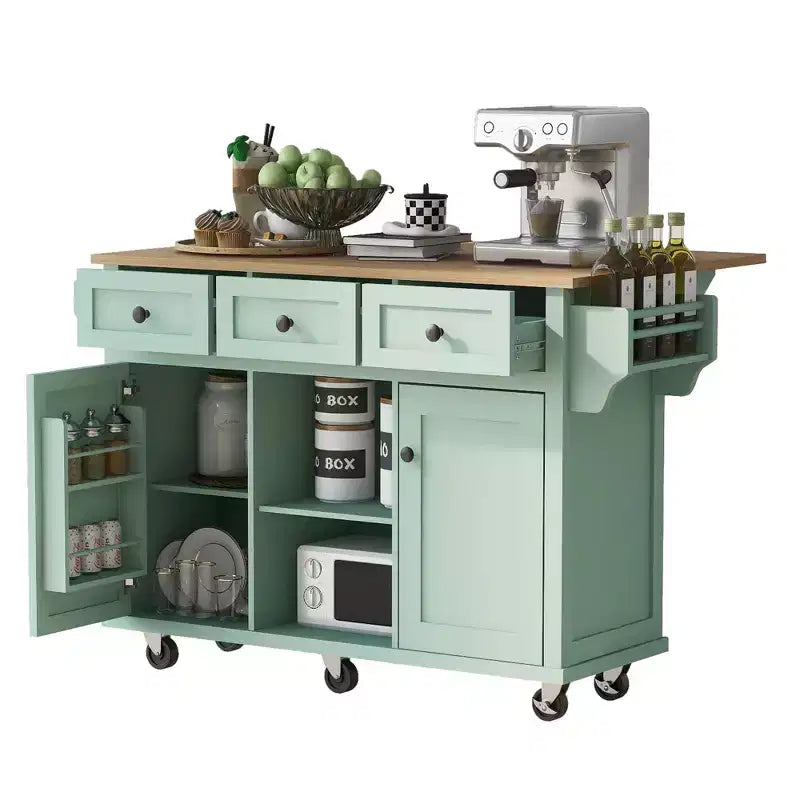 Meuble de rangement Okak, meuble de cuisine à 5 roulettes, 2 portes et rangements intérieurs de porte, meuble pour salle à manger, cuisine