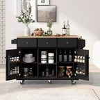 Meuble de rangement Okak, meuble de cuisine à 5 roulettes, 2 portes et rangements intérieurs de porte, meuble pour salle à manger, cuisine