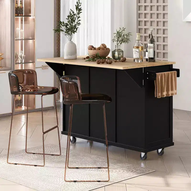 Meuble de rangement Okak, meuble de cuisine à 5 roulettes, 2 portes et rangements intérieurs de porte, meuble pour salle à manger, cuisine