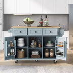 Meuble de rangement Okak, meuble de cuisine à 5 roulettes, 2 portes et rangements intérieurs de porte, meuble pour salle à manger, cuisine