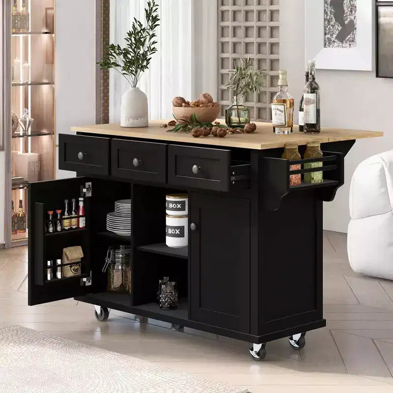 Okak Storage Cabinet, Kitchen Cabinet with 5 Wheels, 2 Doors and Cabinet Door Internal Storage Racks, Cabinet for Dinning Room, Kitchen
