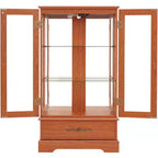 Meuble vitrine Okak, meuble de rangement avec 2 portes vitrées et 1 tiroir, meuble autoportant pour salon, couloir, bureau