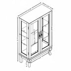 Meuble vitrine Okak, meuble de rangement avec 2 portes vitrées et 1 tiroir, meuble autoportant pour salon, couloir, bureau