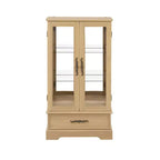 Meuble vitrine Okak, meuble de rangement avec 2 portes vitrées et 1 tiroir, meuble autoportant pour salon, couloir, bureau