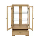 Meuble vitrine Okak, meuble de rangement avec 2 portes vitrées et 1 tiroir, meuble autoportant pour salon, couloir, bureau