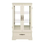 Meuble vitrine Okak, meuble de rangement avec 2 portes vitrées et 1 tiroir, meuble autoportant pour salon, couloir, bureau