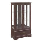 Meuble vitrine Okak, meuble de rangement avec 2 portes vitrées et 1 tiroir, meuble autoportant pour salon, couloir, bureau