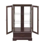 Meuble vitrine Okak, meuble de rangement avec 2 portes vitrées et 1 tiroir, meuble autoportant pour salon, couloir, bureau