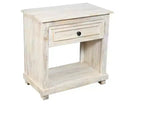 Table de chevet HomeRoots 28 en bois massif blanc vieilli à un tiroir