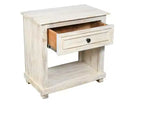 Table de chevet HomeRoots 28 en bois massif blanc vieilli à un tiroir