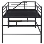Lit mi-hauteur double avec escalier de rangement, cadre de lit mezzanine en métal avec barrière de sécurité pour chambre d'enfants filles garçons