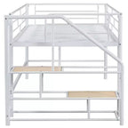 Lit mi-hauteur double avec escalier de rangement, cadre de lit mezzanine en métal avec barrière de sécurité pour chambre d'enfants filles garçons