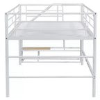 Lit mi-hauteur double avec escalier de rangement, cadre de lit mezzanine en métal avec barrière de sécurité pour chambre d'enfants filles garçons