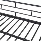 Lit mi-hauteur double avec escalier de rangement, cadre de lit mezzanine en métal avec barrière de sécurité pour chambre d'enfants filles garçons