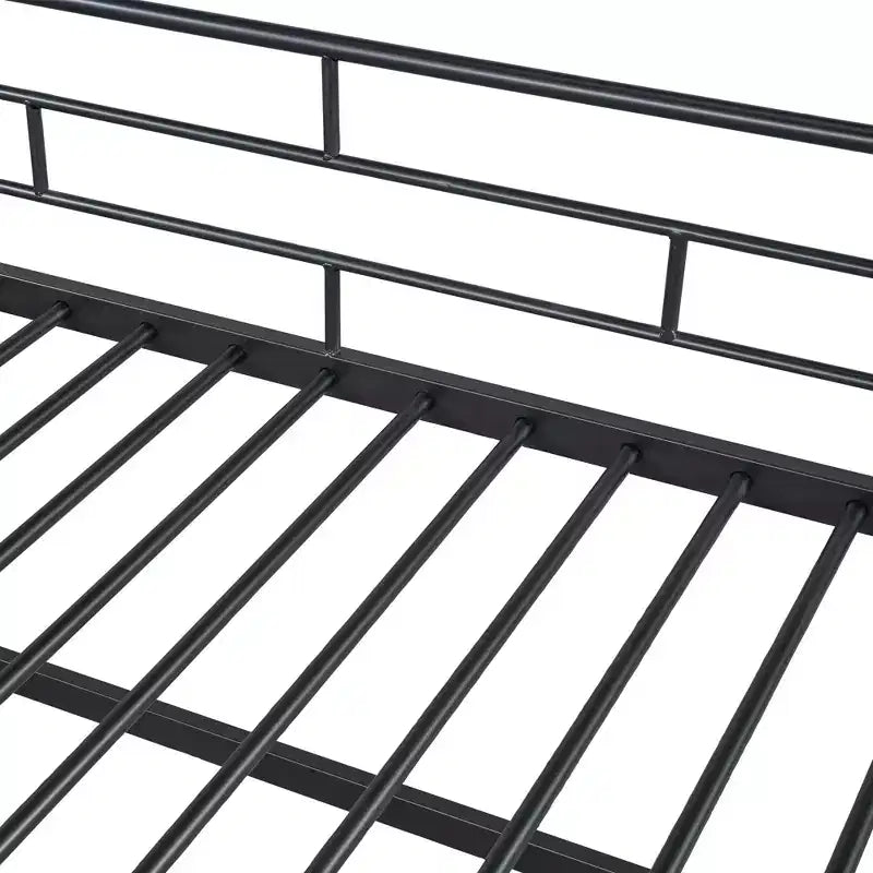 Lit mi-hauteur double avec escalier de rangement, cadre de lit mezzanine en métal avec barrière de sécurité pour chambre d'enfants filles garçons