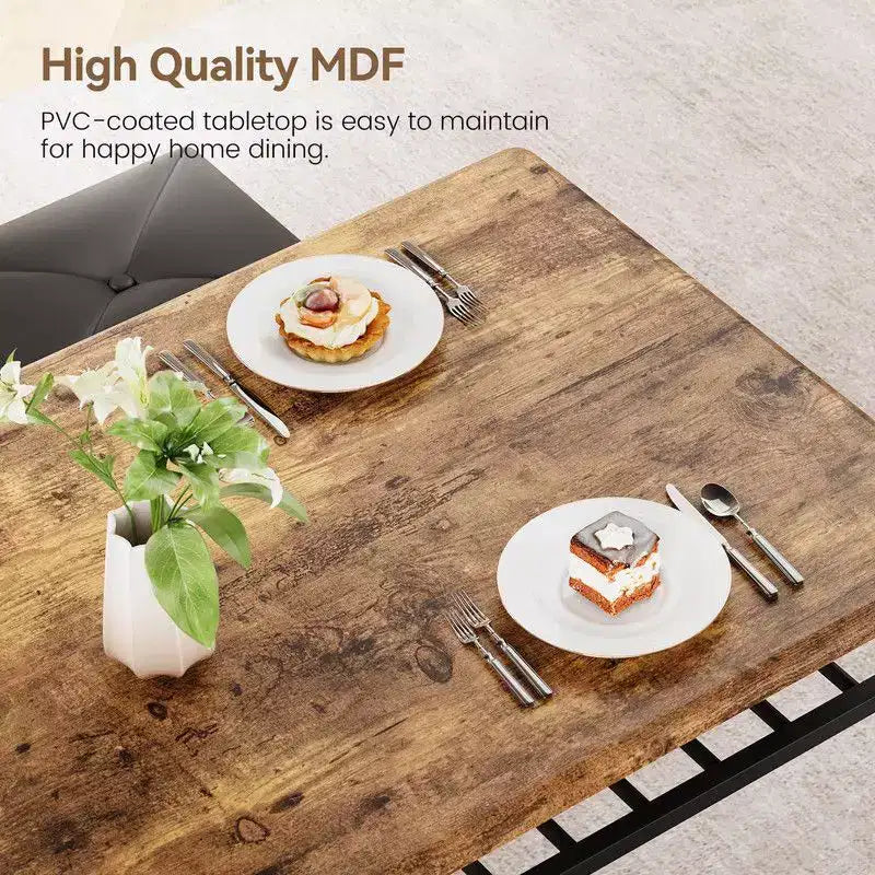 Ensemble de salle à manger Coolmee Square pour 4 personnes, table de cuisine avec plateau en bois, 2 chaises rembourrées et un banc, ensemble de salle à manger rustique avec rangement