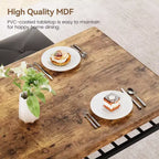 Ensemble de salle à manger Coolmee Square pour 4 personnes, table de cuisine avec plateau en bois, 2 chaises rembourrées et un banc, ensemble de salle à manger rustique avec rangement