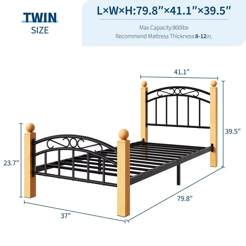 Cadre de lit plateforme en métal COZONY avec tête et pied de lit, support à lattes en acier robuste, rangement sous le lit, pas besoin de sommier, assemblage facile