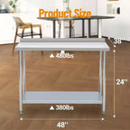 Acekool Table de préparation en acier inoxydable de 81 x 61 cm avec étagère de rangement, surface facile à nettoyer et assemblage rapide pour cuisine, boulangerie ou camion alimentaire