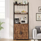 COZONY Étagère de boulangerie 71 avec tiroir et placard, support de micro-ondes à 5 niveaux avec porte-verres, grand bar à café de cuisine industriel, vintage