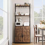COZONY Étagère de boulangerie 71 avec tiroir et placard, support de micro-ondes à 5 niveaux avec porte-verres, grand bar à café de cuisine industriel, vintage