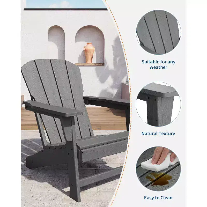 Chaise Adirondack, Mobilier de terrasse, Chaises de brasero extérieur à dossier haut, et Chaise de mobilier d'extérieur pour patio, terrasse, jardin, Montage facile