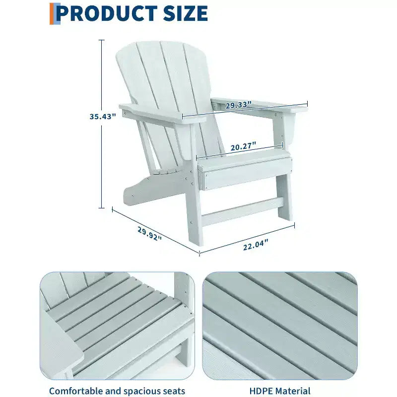 Chaise Adirondack, Mobilier de terrasse, Chaises de brasero extérieur à dossier haut, et Chaise de mobilier d'extérieur pour patio, terrasse, jardin, Montage facile