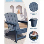 Chaise Adirondack, Mobilier de terrasse, Chaises de brasero extérieur à dossier haut, et Chaise de mobilier d'extérieur pour patio, terrasse, jardin, Montage facile