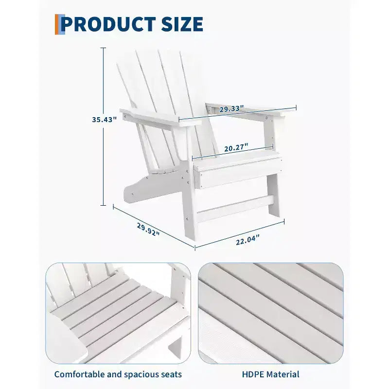 Chaise Adirondack, Mobilier de terrasse, Chaises de brasero extérieur à dossier haut, et Chaise de mobilier d'extérieur pour patio, terrasse, jardin, Montage facile