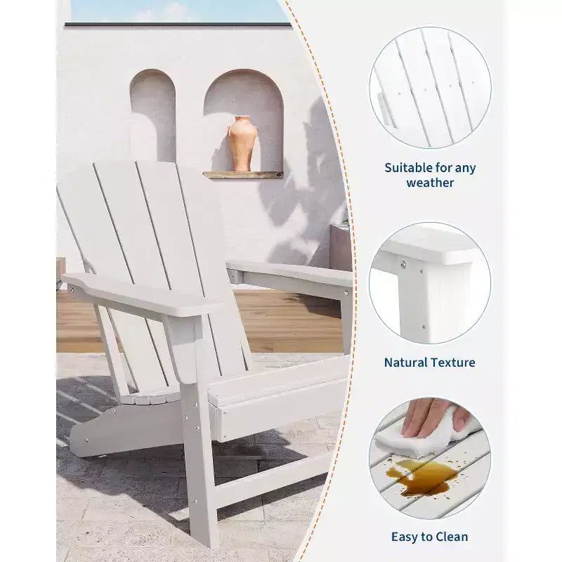 Chaise Adirondack, Mobilier de terrasse, Chaises de brasero extérieur à dossier haut, et Chaise de mobilier d'extérieur pour patio, terrasse, jardin, Montage facile