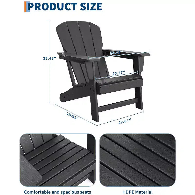 Chaise Adirondack, Mobilier de terrasse, Chaises de brasero extérieur à dossier haut, et Chaise de mobilier d'extérieur pour patio, terrasse, jardin, Montage facile