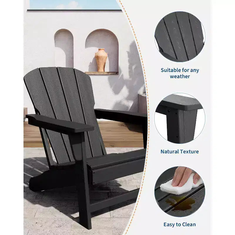 Chaise Adirondack, Mobilier de terrasse, Chaises de brasero extérieur à dossier haut, et Chaise de mobilier d'extérieur pour patio, terrasse, jardin, Montage facile