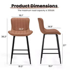 Lot de 2 tabourets de bar Okak en similicuir, hauteur comptoir pour salles à manger, chaises sans accoudoirs, tabourets de bar avec pieds en métal noir