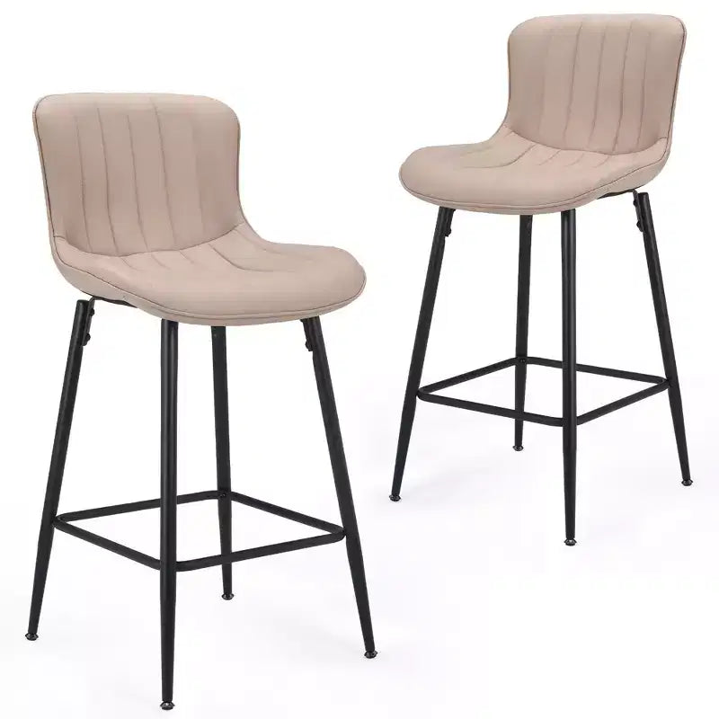 Lot de 2 tabourets de bar Okak en similicuir, hauteur comptoir pour salles à manger, chaises sans accoudoirs, tabourets de bar avec pieds en métal noir