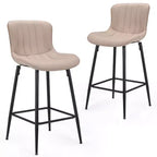 Lot de 2 tabourets de bar Okak en similicuir, hauteur comptoir pour salles à manger, chaises sans accoudoirs, tabourets de bar avec pieds en métal noir
